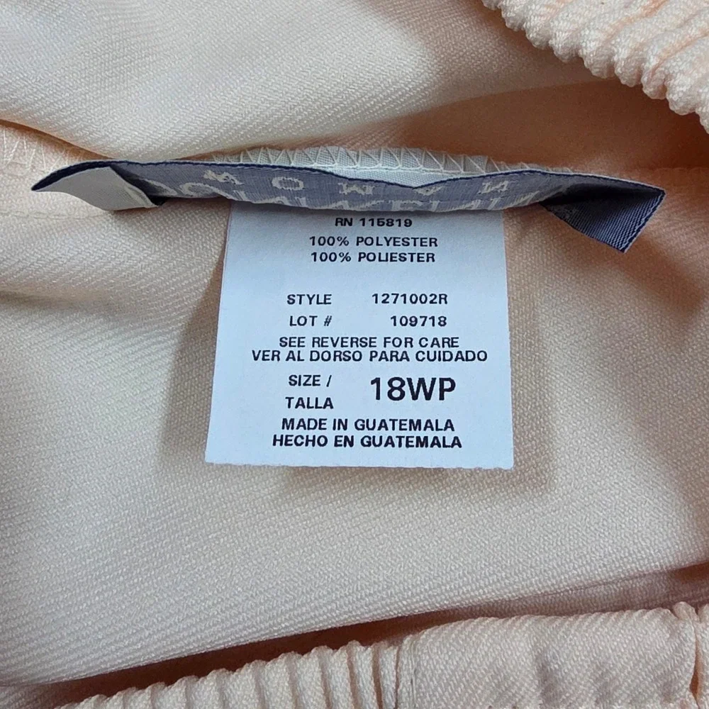 Donnkenny Vintage Woman Beige Elastic Waist Pull On Trousers Pant 18WP  Petite